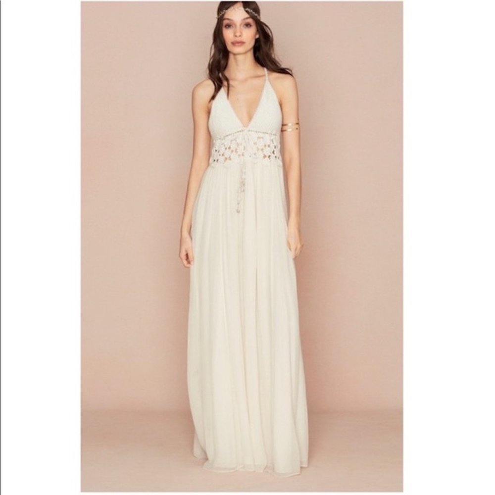 Calypso St. Barth Sasina Coconut Crochet Maxi Dress